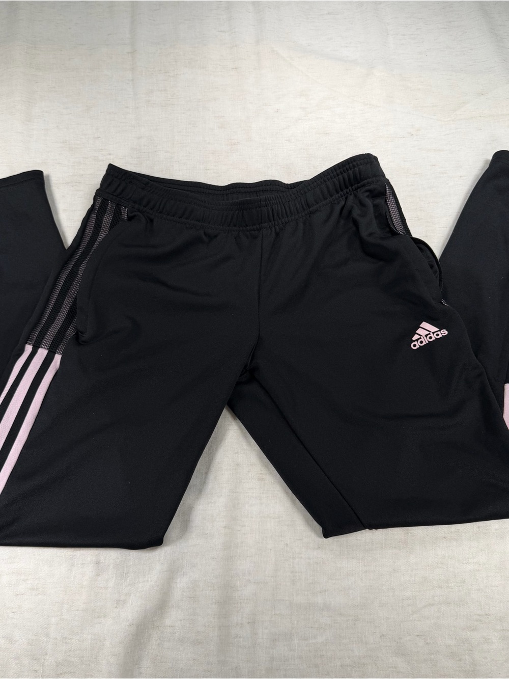 adidas Women Black Pink Striped AEROREADY Primegreen Jogger Pants S 29"